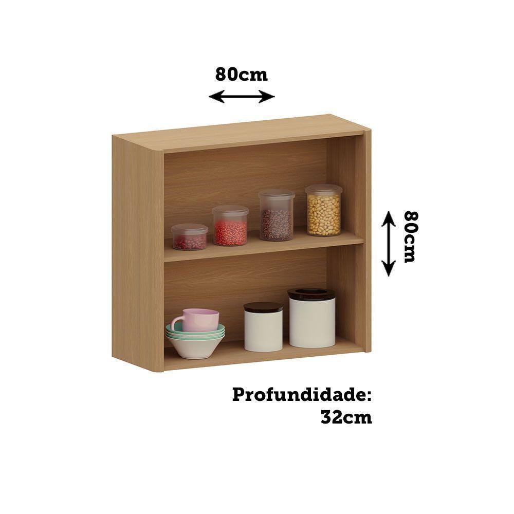 Armário Aéreo Para Cozinha 80cm 2 Portas Lúmina Luciane Móve Freijó/freijó - 2