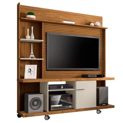 Estante Home Theater Para Tv Até 47 Pol. Taurus Cinamomo-off White-ripado - Bechara