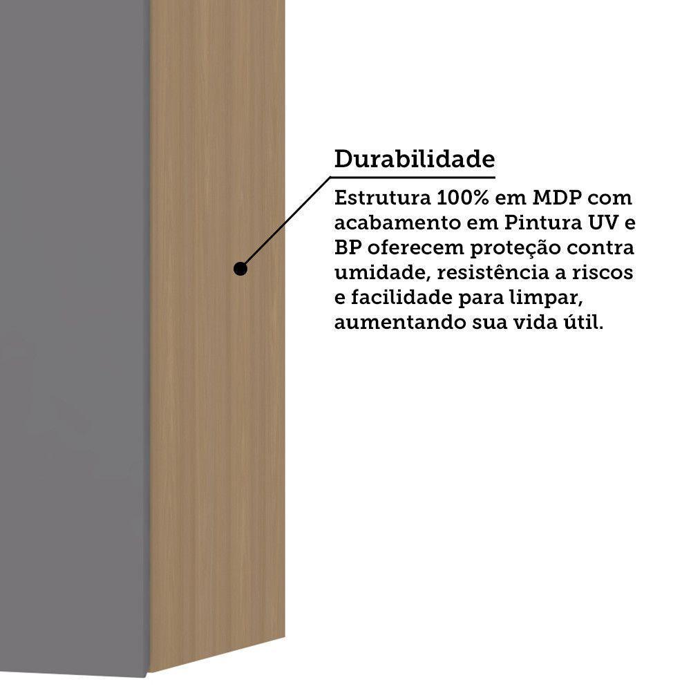 Armário Aéreo 60cm 2 Portas Slim Luciane Móveis Freijó/cinza Puro - 3