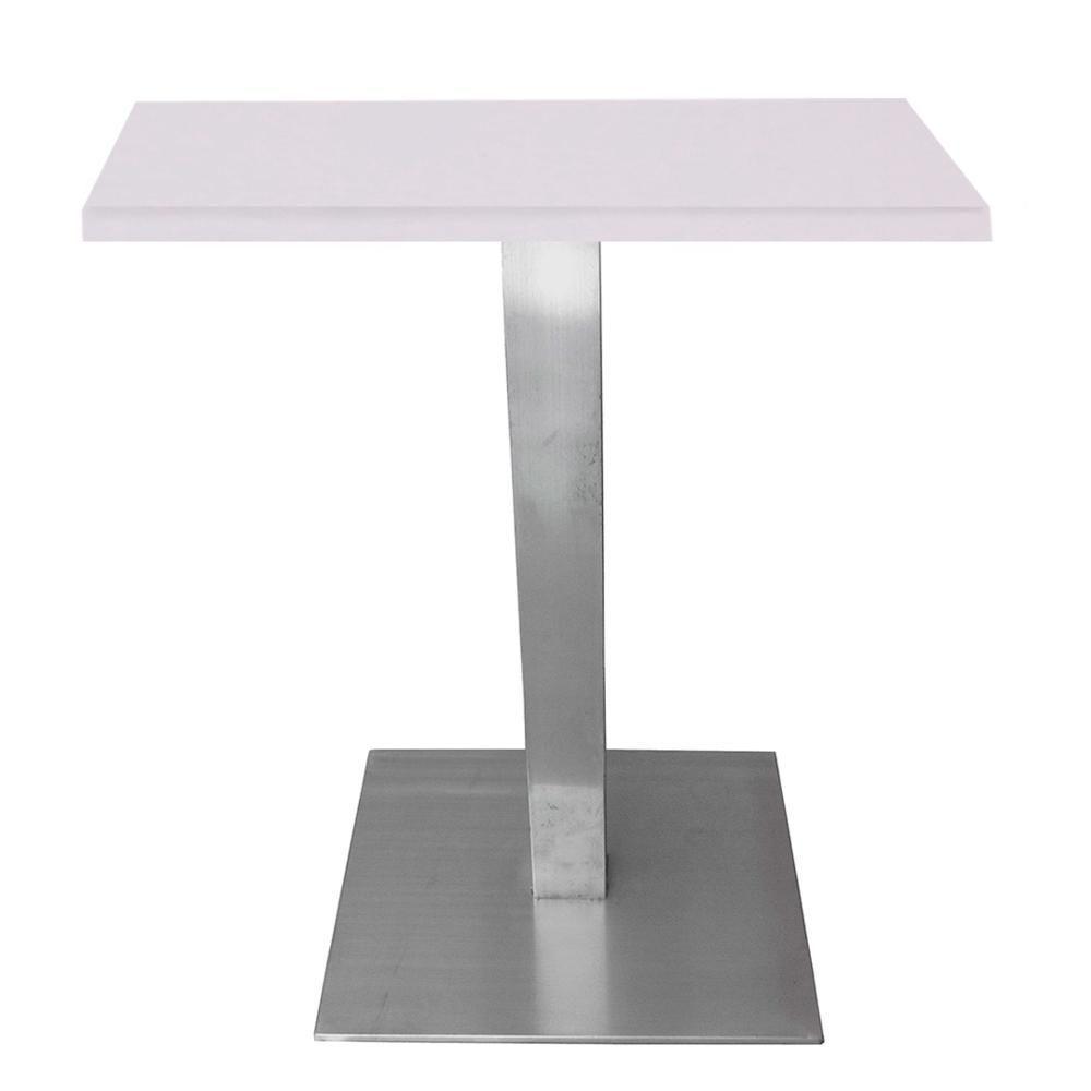 Mesa Quadrada Alpha Inox Prata 73,50 Cm (altura) Tampo Mdp Quadrado 80 Cm Branco (larg) - 1