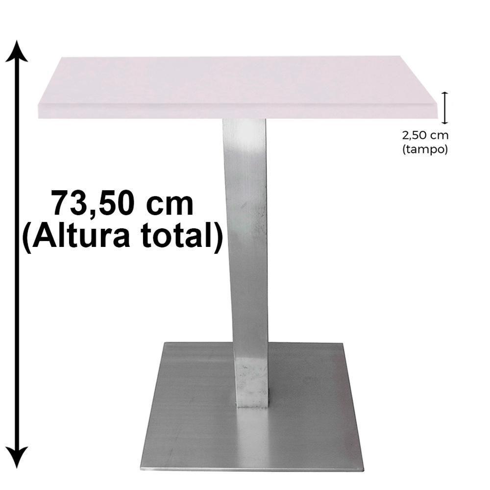 Mesa Quadrada Alpha Inox Prata 73,50 Cm (altura) Tampo Mdp Quadrado 80 Cm Branco (larg) - 3