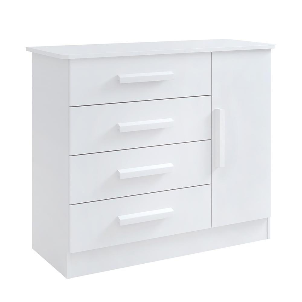 Cômoda Firenze 4 Gavetas Com Sapateira 1 Porta D'doro Branco - 1
