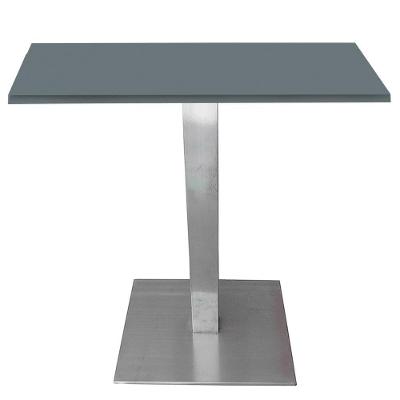 Mesa Quadrada Alpha Inox Prata 73,50 Cm (altura) Tampo Mdp Quadrado 60 Cm Grafito (larg)