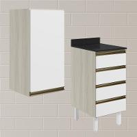 Armario Aereo E Balcao 1 Porta 4 Gavetas 40cm Mdf Kali Nicioli Bianco Toq Branco Uv - 2