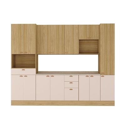 Cozinha Modulada Completa 6 Peças Com Tampo E Rodapé Classic Freijó/freijó Brasil/petala Rosa