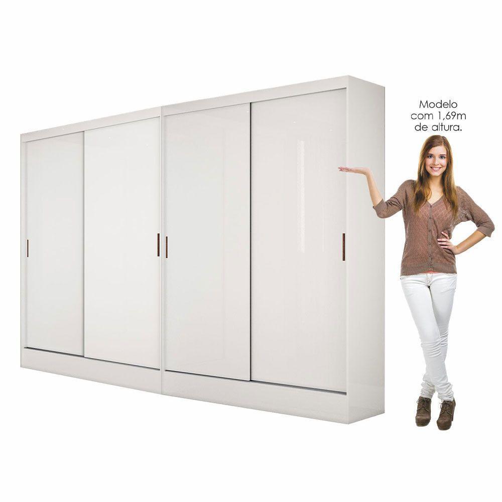 Closet Casal Duplo Belém 4 Portas 4 Gavetas Carioca Móveis Branco - 3