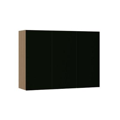 Armário Aéreo 120cm 3 Portas Slim Luciane Móveis Freijó/preto