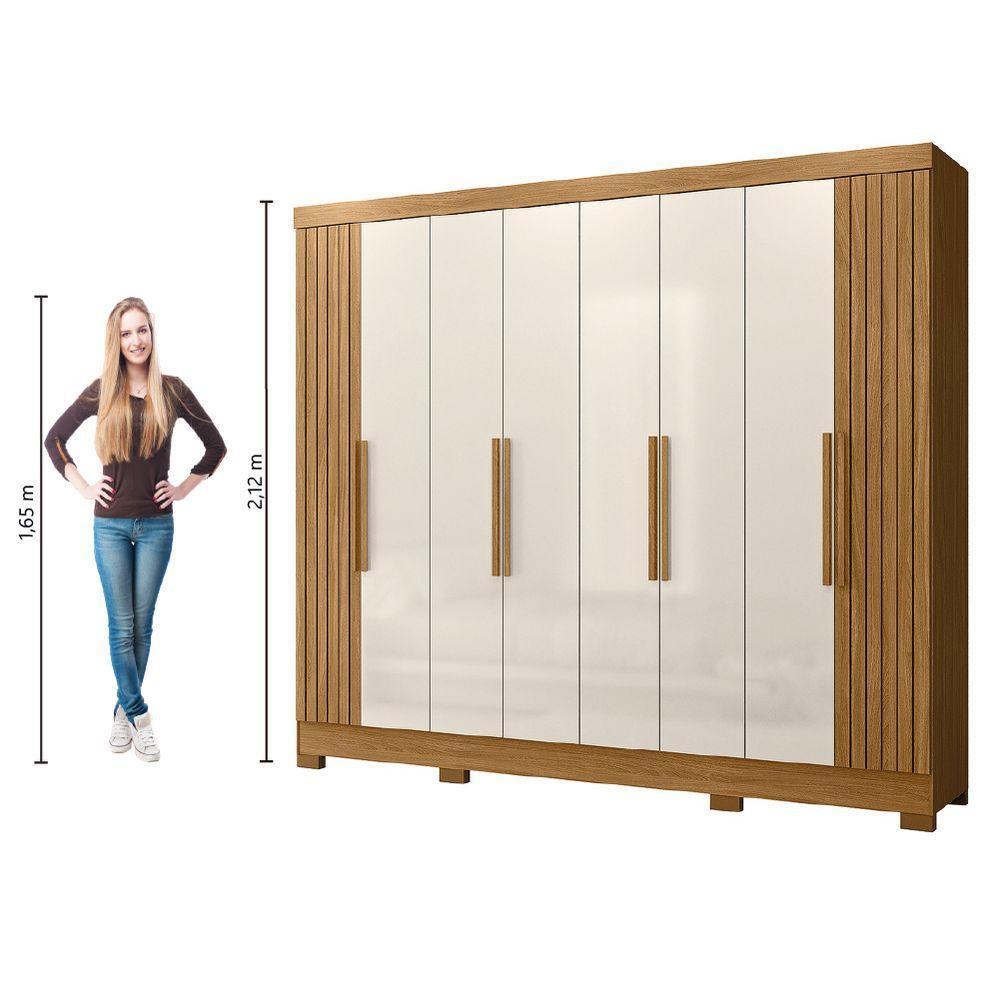 Guarda Roupas Casal Ripado 8 Portas 4 Gavetas Diamante Moval Freijo Off - 3