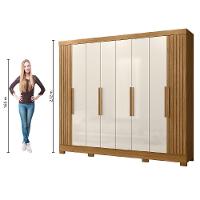 Guarda Roupas Casal Ripado 8 Portas 4 Gavetas Diamante Moval Freijo Off - 3