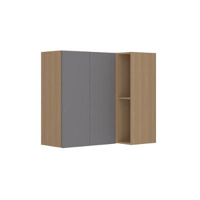 Armário Aéreo Canto Reto 95cm 2 Portas Slim Luciane Móveis Freijó/cinza Puro