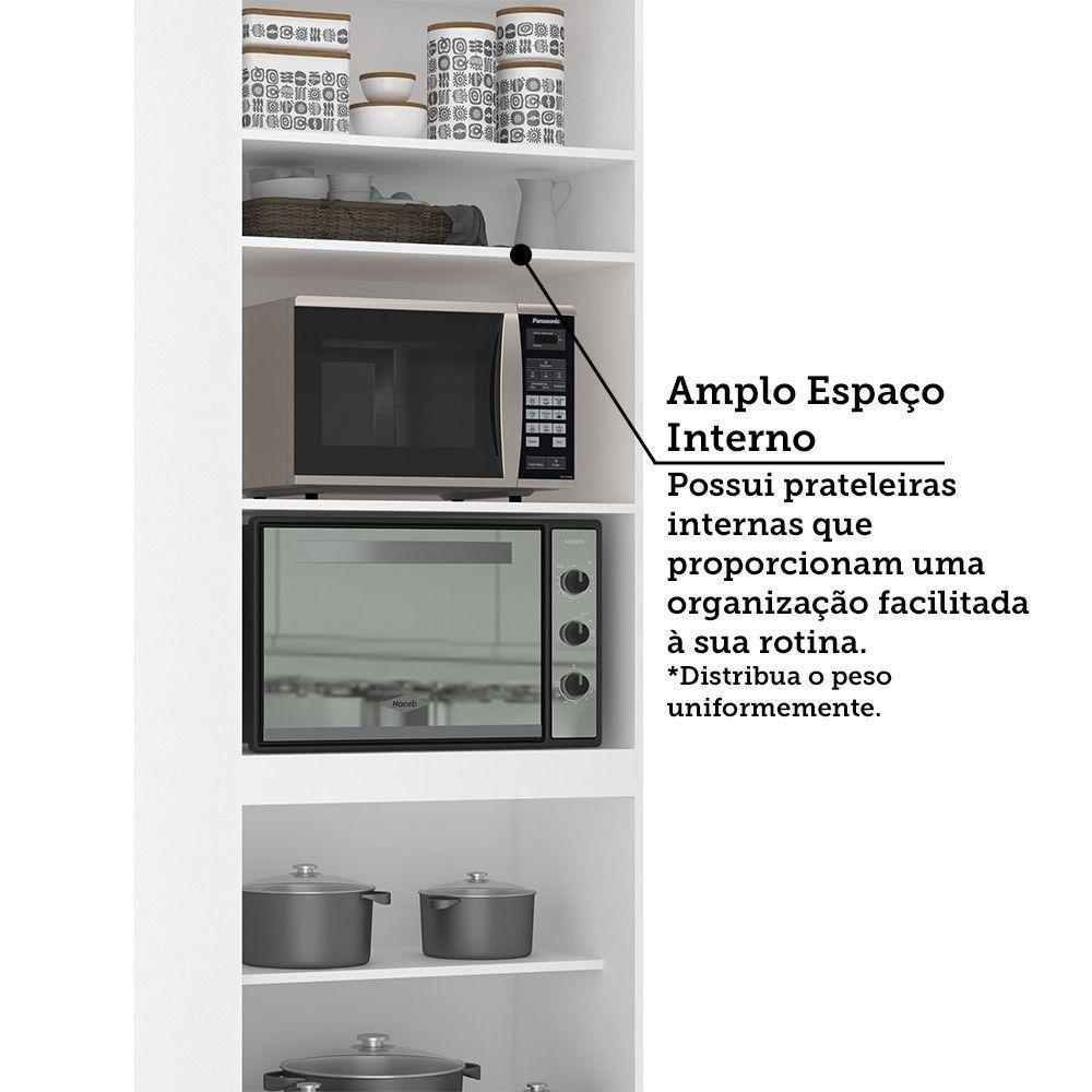Paneleiro 70cm 3 Portas E 2 Nichos Para Forno Microondas Dor Branco/preto - 3