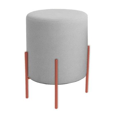 Puff Orgânico Veludo Thor Com Pés De Ferro Rosê - 7 Decor Prata