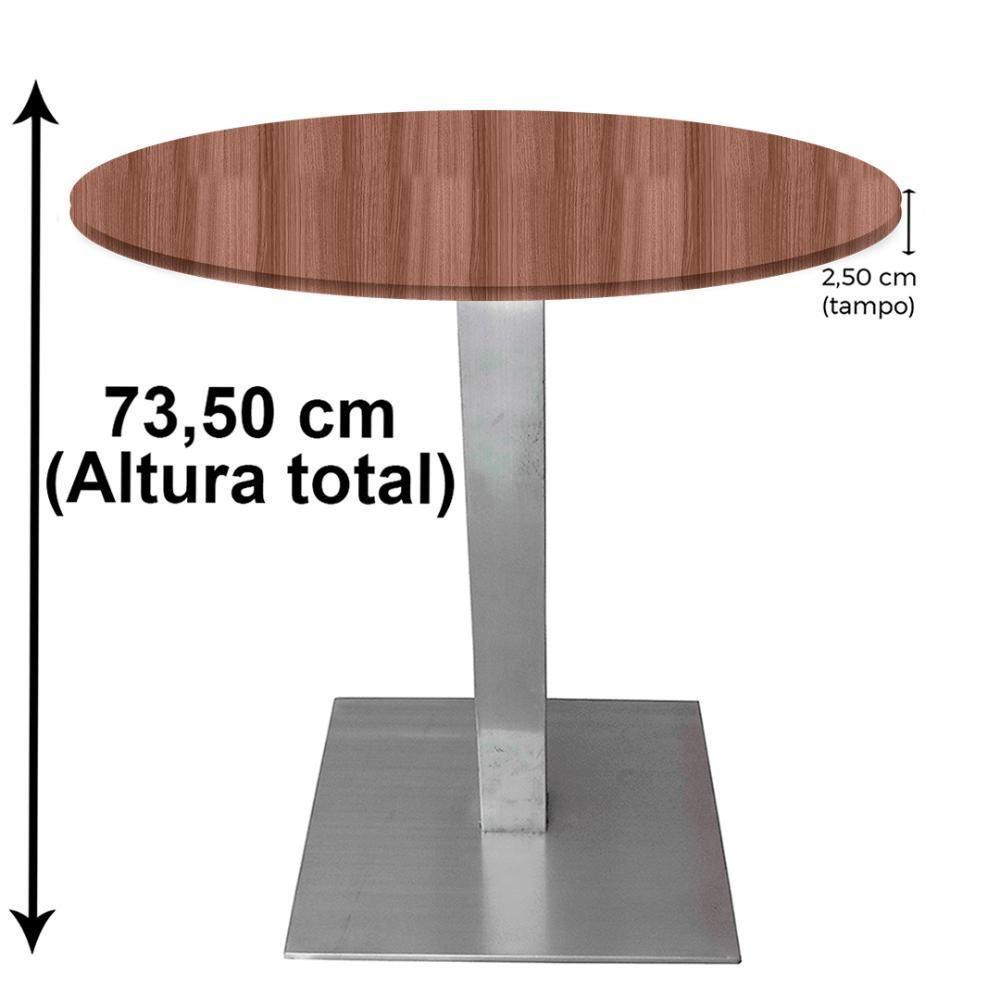 Mesa Quadrada Alpha Inox Prata 73,50 Cm (altura) Tampo Mdp Redondo 70 Cm Walnut (larg) - 6