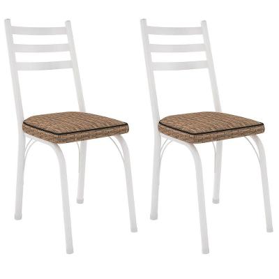 Kit 2 Cadeiras Para Cozinha Tubular D-13 Nara De Aço Branco/rattan