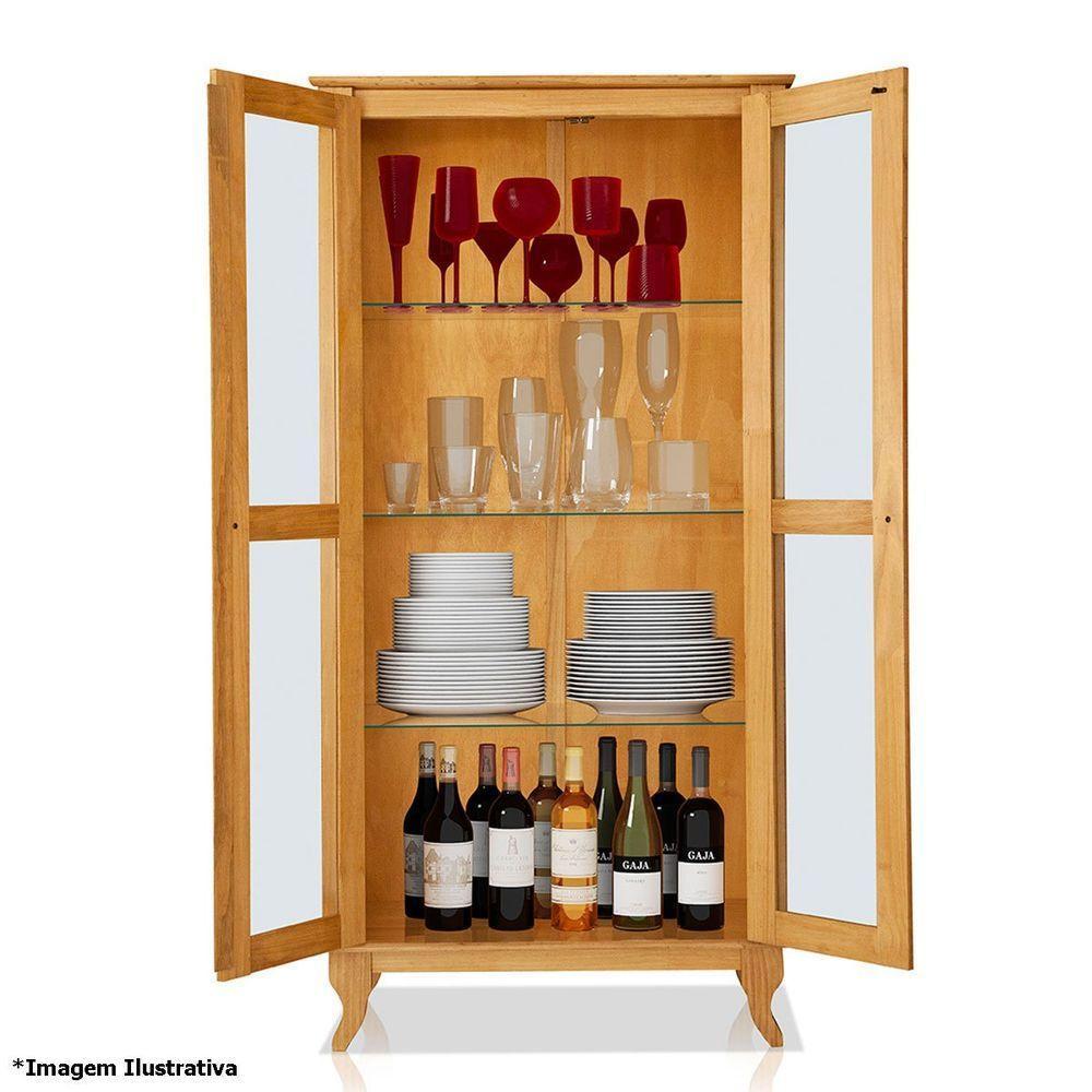 Cristaleira 2 Portas Com Balcão 3 Portas Madeira Maciça Castanho - 7