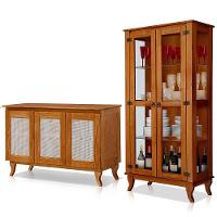 Cristaleira 2 Portas Com Balcão 3 Portas Madeira Maciça Castanho - 1