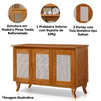 Cristaleira 2 Portas Com Balcão 3 Portas Madeira Maciça Castanho - 3