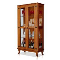 Cristaleira 2 Portas Com Balcão 3 Portas Madeira Maciça Castanho - 9