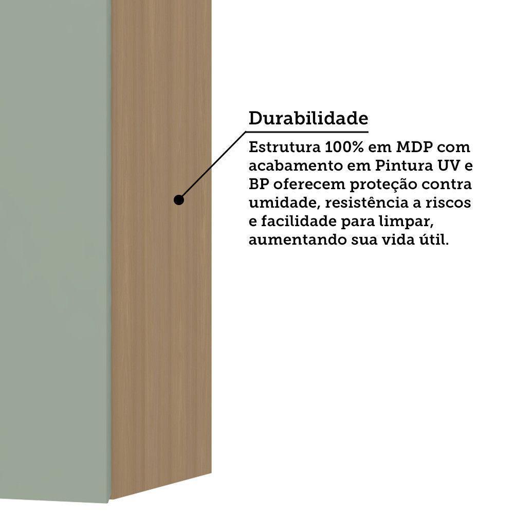Armário Aéreo 120cm 3 Portas Slim Luciane Móveis Freijó/verde Jade - 3