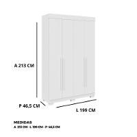 Guarda Roupa Polonia 4 Portas E 2 Gavetas – Linhamobilia Branco