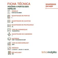 Guarda Roupa Polonia 4 Portas E 2 Gavetas – Linhamobilia Branco - 5