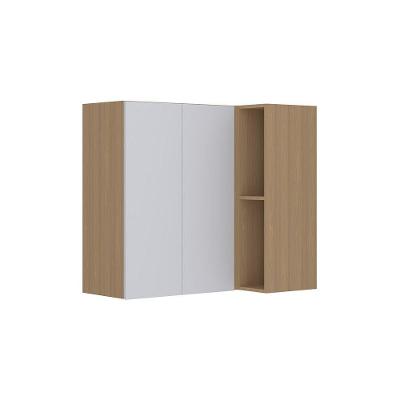 Armário Aéreo Canto Reto 95cm 2 Portas Slim Luciane Móveis Freijó/cinza Cristal