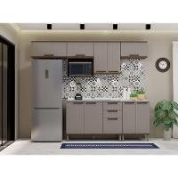 Cozinha Completa 7 Peças Sem Tampo E Com Nicho Micoondas Lun Nogueira Dourado/cinammon - 1