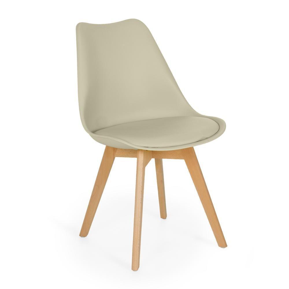Conjunto 10 Cadeiras De Jantar Eames Wood Leda Design Estofada - Nude - 3