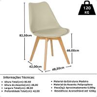 Conjunto 10 Cadeiras De Jantar Eames Wood Leda Design Estofada - Nude - 2