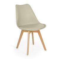 Conjunto 10 Cadeiras De Jantar Eames Wood Leda Design Estofada - Nude - 3