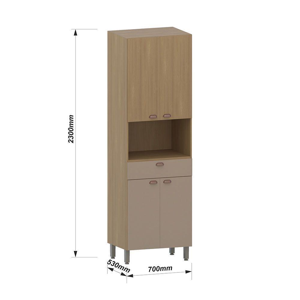 Paneleiro 70cm 4 Portas 1 Gaveta Com Espaço Para Micro-ondas Freijó/freijó Brasil/petala Rosa - 7