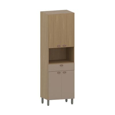 Paneleiro 70cm 4 Portas 1 Gaveta Com Espaço Para Micro-ondas Freijó/freijó Brasil/petala Rosa