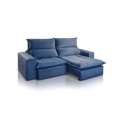 Sofá Retrátil E Reclinável York Luxo Linho 2.1m Jc Estofados Azul