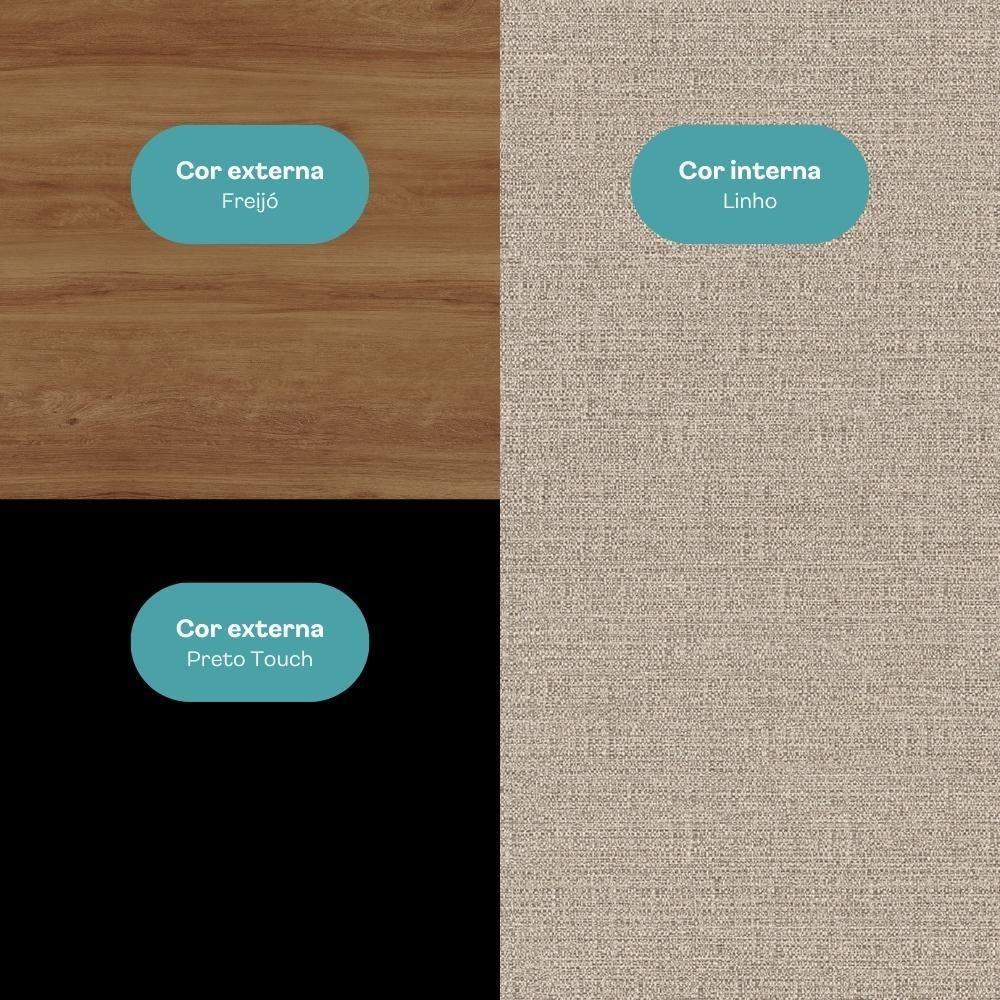 Armário De Cozinha Completa C Balcão Miami Urban Carraro Preto C Freijó - 8