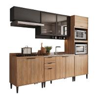 Armário De Cozinha Completa C Balcão Miami Urban Carraro Preto C Freijó - 2