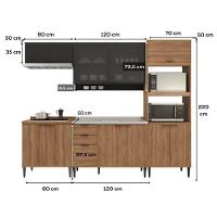 Armário De Cozinha Completa C Balcão Miami Urban Carraro Preto C Freijó - 3