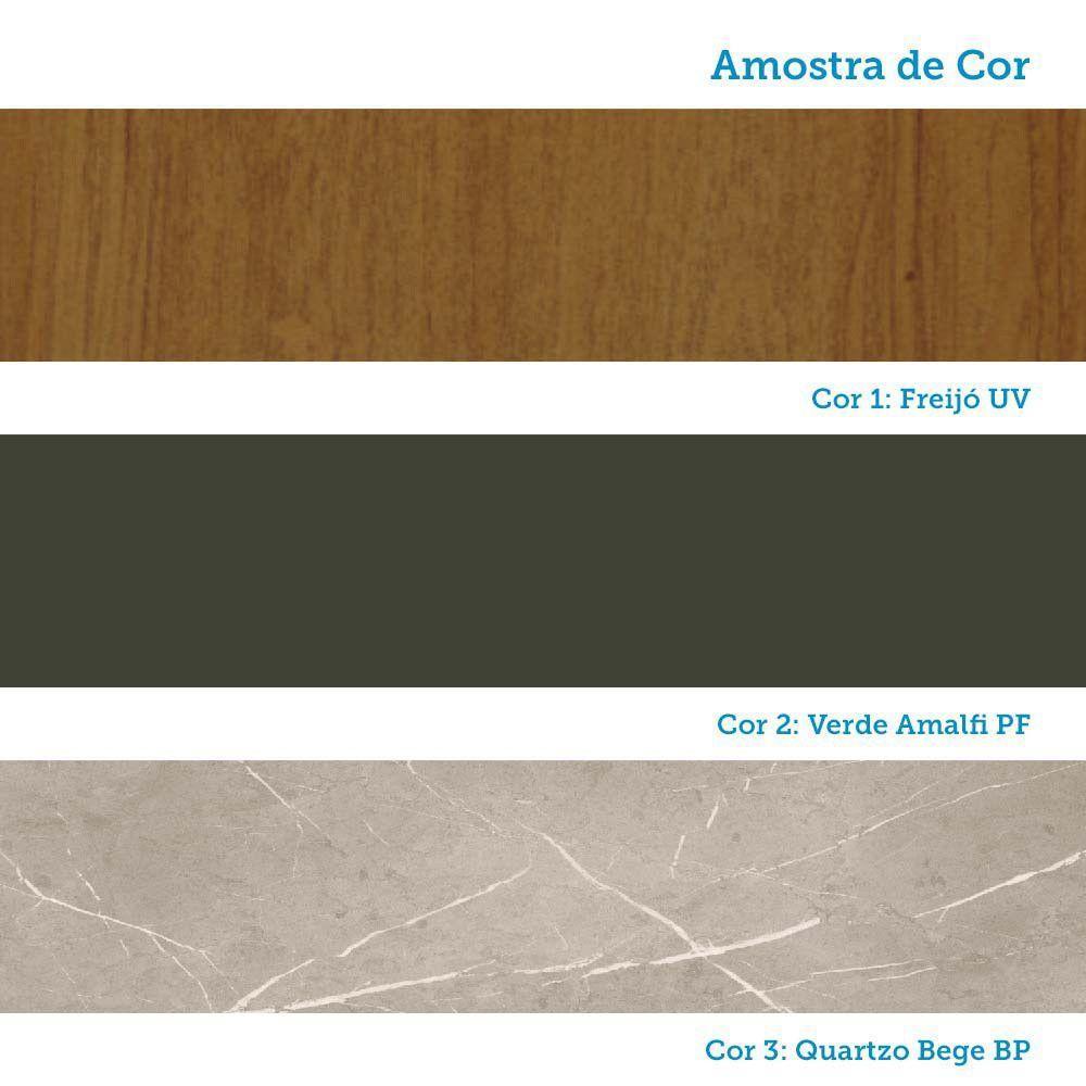 Cozinha Modulada Completa Com Bancada Ilha 8 Peças Com Tampo Freijó/verde Amalfi - 8