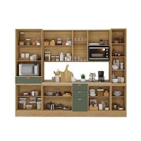 Cozinha Modulada Completa Com Bancada Ilha 8 Peças Com Tampo Freijó/verde Amalfi - 3