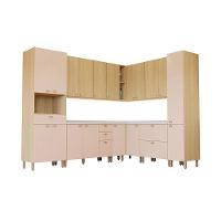 Cozinha Modulada Completa De Canto 10 Peças Com Tampo E Roda Freijó/freijó Brasil/petala Rosa - 2