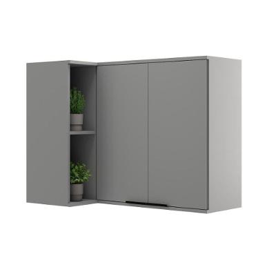 Armário Aéreo Para Cozinha Alpha 2505 Canto Reto Com 2 Portas 94cm Cinza - Carraro
