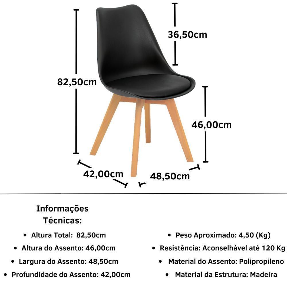 Conjunto 18 Cadeiras De Jantar Eames Wood Leda Design Estofada - Preto - 3