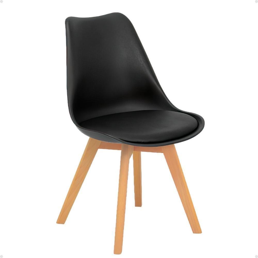 Conjunto 18 Cadeiras De Jantar Eames Wood Leda Design Estofada - Preto - 6