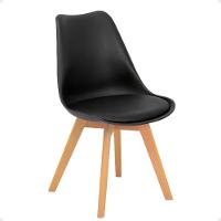 Conjunto 18 Cadeiras De Jantar Eames Wood Leda Design Estofada - Preto - 6