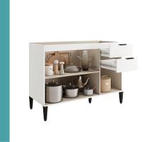 Balcão De Cozinha Miami 1200mm 2 Portas 3 Gavetas Sem Tampo Carraro Branco - 3