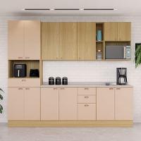 Cozinha Modulada Completa 6 Peças Com Tampo E Rodapé Classic Freijó/freijó Brasil/petala Rosa - 1