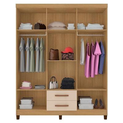 Guarda Roupa Casal Modena 6 Portas Bater 2 Gavetas Carvalho Americano Off White