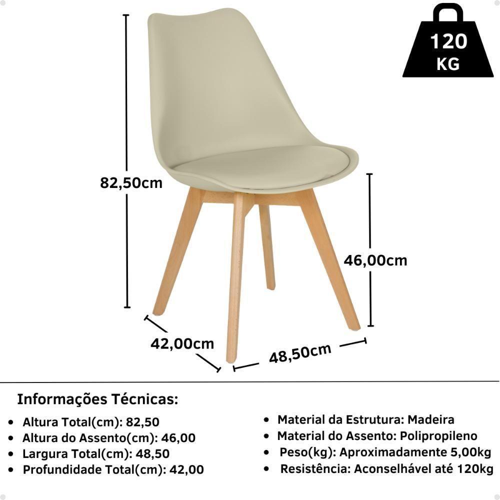 Conjunto 14 Cadeiras De Jantar Eames Wood Leda Design Estofada - Nude - 2