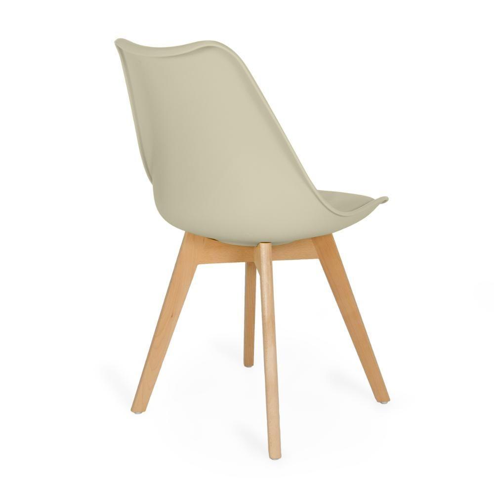 Conjunto 14 Cadeiras De Jantar Eames Wood Leda Design Estofada - Nude - 5