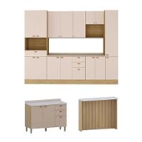 Cozinha Modulada Completa Com Bancada Ilha 8 Peças Com Tampo Freijó/petala Rosa - 2