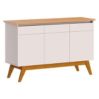 Aparador Para Sala Buffet Ambiente Classic 3 Portas Com Gaveta Off White Nature - Imcal - 4